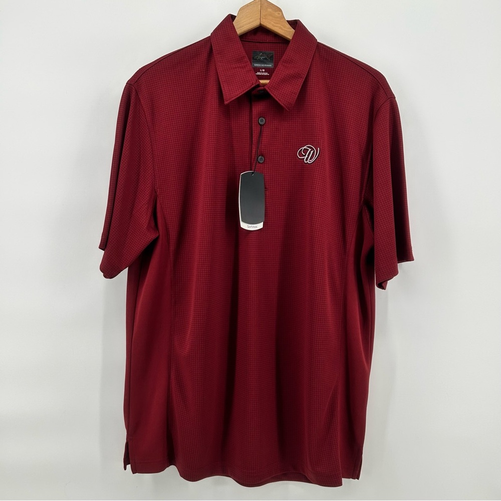 Greg Norman Sorbtek Polo Washington Nationals W MLB Red Performance Mens L NWT